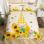 Lilla lavendli k&auml;&auml;bus tekikott King Queen Kawaii Cartoon Gnome voodipesukomplekt Kevadlilled Lohjakate Lilleline tekikott EU Single(135*200cm)3pcs