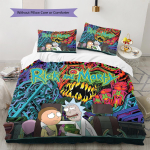 Morty Ricki Muster Voodipesu Tekikomplekt Tekikate Padjap&uuml;&uuml;r Kodukaunistus Kingitus (1 * tekikott + 2 * padjap&uuml;&uuml;ri, ilma s&uuml;damikuta) 135x200cm blue