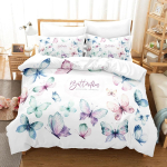 3D Liblikate Voodipesukomplekt T&auml;iskasvanutele Ja Lastele Tekikoti Komplektid &Uuml;he-, Kahe-, Suure ja King Size Magamistoakomplekt Tekikate T&uuml;drukutele AU Double(180*210cm)3pcs