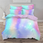 Vikerkaare Ombre Tekikott Suur (Queen King) Romantiline Stiil Voodipesu Komplekt T&uuml;drukutele Lastele Teismelistele 3-osaline Komplekt 2 Padjapuuriga Ilma Tekita EU Single(135*200cm)3pcs white