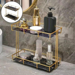 Bathroom Bedroom Storage rack and shelf Display Holder Multi-layer Iron Box Jewellery S Double Layer Black