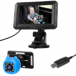Beebiauto peegel kaameraga Beebimonitor 1080P 4,3-tolline HD-ekraan &Ouml;ine funktsioon 150-kraadine vaatenurk Beebidele Lastele
