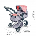 2-&uuml;hes nukuk&auml;ru varikatuse ja hoiukorviga Nukuk&auml;ru Trendikas k&auml;ru Laste teesklemissalongi m&auml;nguasi Sobib nukukatele kuni 18 /45cm