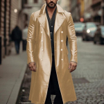 Meeste Suurused Kahe Rinnaga Nahast Trenchcoat - Euroopa Stiilis Talvejakk 3XL kuld