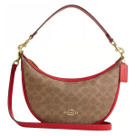 Coach Aria 26 Monogrammiga Tr&uuml;kitud T&otilde;mblukuga Suletav &Otilde;lakott Kaetud L&otilde;uendist Ja Nahast Crossbody T&otilde;mblukuga Kott Keskmine Naiste kotid Pruun Punane CCL26-IMYGS Basic Set (Bag+Dust Bag)