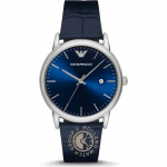 Emporio Armani Luigi Slim Sinine Nahast Meeste Kvartsikell Kuup&auml;evaga AR2501 sinine