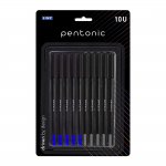 Pentonic 0.7mm kuulikuga pastapliiatsi komplekt 1 x 10 tk | Must korpus sinise ja musta tindiga | Sile kirjutamine kontorisse, kooli ja koju