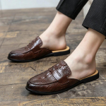 Meeste Kingad Vabaaja Meeste Kvaliteetsed Krokodillinahast Mustriga Mokassiinid Nahast Poolikud Sussid Peale T&otilde;mmatavad Kingad Meeste Suvised Zapatillas Hombre Mees 40