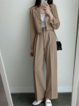 Kontoristiilis elegantne kaheosaline komplekt naiste komplektid, taskud, soliidsed vintage lapilised p&uuml;ksid, mis sobivad naistele Korea moelooja vabaaja komplektid S