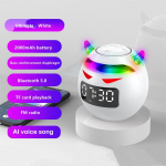 Kaasaskantav Cute Little Devil AI Smart Bluetooth k&otilde;lar 3D stereo bassik&otilde;lar Mini LED digitaalne kell &auml;ratuskell veekindel HIFI muusikakast valge