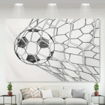 Jalgpalliv&auml;rava v&otilde;rk Seinavaip &Uuml;hepoolne Tr&uuml;kk Kangas Seinakate Elutuppa Magamistuppa Meeste Ruumi Energiline Sportlik Jalgpallif&auml;nnidele 150x100cm(60x40in) white