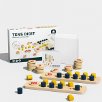Laste Montessori haridus Puidust matemaatikam&auml;nguasi 1-10 numbrite loendur Digitaalse k&uuml;mne raami &otilde;ppimine Kognitiivne loendamine Sensoorne lauam&auml;ng