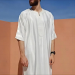 Meeste Tikitud Palve Pikk R&uuml;&uuml;kleit Araabia Noorte Tume Roheline Muslimi R&uuml;&uuml; Suur Suurus S valge