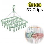 32 klambrit kokkuklapitavad riidekuivati ​​riidepuu Tuulekindlad sokid aluspesu kuivatusrest Majapidamine lapsed t&auml;iskasvanud hoiuruum pesurest about32x32x34cm&1pcs&32clips