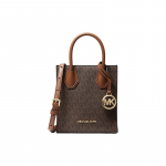 MICHAEL KORS Mercer Vana Lillemustriga Organi Kott Muusikapala Crossbody Kott Nahast K&auml;ekott Super V&auml;ike Naiste Tammepruun pruun