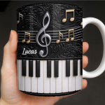 Personaliseeritud Nimega Klaverikeraamilised Kohvitassid Elegantne Kingitus Pianistidele ja Muusikaentusiastidele 301-400ml valge