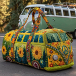 Moodne 3D-tepitud duffelkott Suure mahutavusega bussidisainiga Reisi k&auml;ekott Tugev Retro Boho J&otilde;usaali kandekott Igap&auml;evaseks v&auml;ljas k&auml;imiseks gray