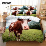 Sinine taev lehm voodipesu komplekt Tekikoti komplekt 3D voodipesu Digitaalne tr&uuml;kk Voodipesu Kuninganna suurusega voodipesu komplekt Moodne disain EU single(135x200cm) black