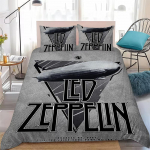Led Z-Zeppelins B&auml;ndi Tekikate Komplekt Kodu Stiilis Voodipesu Pehme Pesu Puuvillane Voodi 3 Osaline Komplekt &Uuml;li&otilde;pilaste &Uuml;hikatoa Kingitus EU Single(135x200cm)