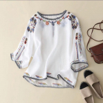Suvine Vintage Bluus Naistele Tikitud S&auml;rgid ja Bluusid Puuvillane Linane Chemise Daamidele L&otilde;tv Vabaaja Pullover Topid S