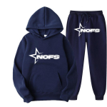 Euroopa ja Ameerika ins personaalne NOFS tr&uuml;kitud kampsun pullover kapuutsiga komplekt retro jakk t&auml;navatrend y2k S blue