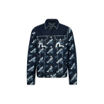 Evisu logo t&auml;istr&uuml;kiga &uuml;henupuline teksajakk Meeste jakid Teksasinine 2ESHTM3DJ719XXCT L black