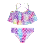 Laste merineitsi ujumistrikoo T&uuml;drukute merineitsi sabaga ujumistrikoo kolmeosaline suur, keskmine ja v&auml;ike t&uuml;drukute printsessi bikini 110 white