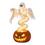 Dekoratiivne &otilde;uekunst Halloweeni jaoks Keerlev kummitus k&otilde;rvitsalamp, Valgustatud &otilde;udne v&auml;listingimuste kaunistusskulptuur, Soe LED-kaunistus Veranda, Aed, Muru, Vaik A