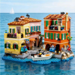 2026 Loov linnaarhitektuur Itaalia Riviera ehitusklotside t&auml;navavaate kokkupanekuga klotsm&auml;nguasi T&auml;iskasvanute j&otilde;ulukingitus black