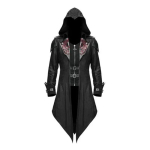 M&otilde;rvari Cosplay Keskaegne Meeste Kost&uuml;&uuml;m Streetwear Kapuutsiga Jakk &Uuml;ler&otilde;ivad Kost&uuml;&uuml;m Edward Creed Halloweeni Riietuspeo Komplekt XXL must