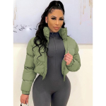 Talvine paks soe puuvillane udusulgedest jakk naiste riided hall lukuga l&uuml;hike paks puffer parkad mantlid &uuml;ler&otilde;ivad naissoost crop topid streetwear XS gray