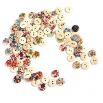 100 tk Segatud &Uuml;mmargune Puit Puidust 2 Auguga N&ouml;&ouml;p K&auml;sit&ouml;&ouml; DIY &Otilde;mblemine Scrapbooking jaoks One Size
