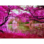 5D DIY Teemanttikandid Purpur Forest Lake Teemantmaal Ristpistes T&auml;is&uuml;mmargune Rhinestone 20X30CM