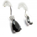 Les Tr&eacute;sors De Lily [F6226] - Boucles Argent 'Goutte Cristalline' Noir Blanc must