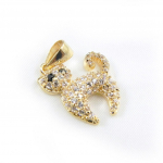 Les Tr&eacute;sors De Lily [G7618] - Pendentif Plaqu&eacute; Or 'Chat Sublime' blanc dor&eacute; - 15x15 mm valge