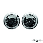 Les Tr&eacute;sors De Lily [M1797] - Boucles argent 'Unique' noir argent&eacute; (rhodi&eacute;) - 4 mm must