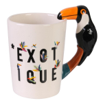 Les Tr&eacute;sors De Lily [Q5862] - Mug c&eacute;ramique 'Toucan' blanc multicolore (Exotique) - 14x13 cm (30 cl) mitmev&auml;rviline
