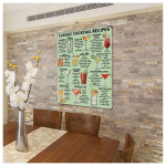 Les Tr&eacute;sors De Lily [Q9184] - Plaque m&eacute;tal r&eacute;tro 'Classic Cocktail Recipes' vert - 40x30 cm roheline