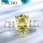 UMCHO Luxury Statement, kollane, tsirkoonist kihlus, naiste pulmar&otilde;ngad 925 naelsterlingist h&otilde;bedast peo elegantsed peened ehted 5