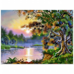 Teemanttikandid Stseen Pilt kividest Teemantmaal Ristpistes Puumosaiik Kodukaunistus 20X30CM