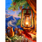 Teemantmaaling Ristpistes T&auml;isteemantk&auml;sit&ouml;&ouml; Teemanttikandid Petrooleumilamp Mosaiik K&auml;sitsi valmistatud kingitus Seinakunst Full Round 20X30CM