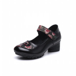 Johnature Retro Pumps naiste kingad 2021. aasta ehtsast nahast uued konksu ja aasaga k&auml;sitsi valmistatud naiste kingad 41 must