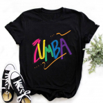 Graafilise tr&uuml;kiga topid Love Zumba Dance Print Must T-s&auml;rk XXL must