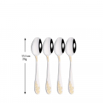 4 tk k&ouml;&ouml;giriistad, peegel-poleeritud s&ouml;&ouml;giriistade komplekt Luksuslik s&ouml;&ouml;giriistade komplekt roostevabast terasest nuga kahvli lusikaga h&otilde;ben&otilde;ude komplekt 4Pcs Tea Spoon