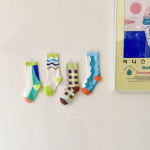 4 paari/partii Baby Boys T&uuml;drukute Sokid Uus Saabumine Puuvillane Geomeetrilise Triibu Mustriga Laste Sokid Laine Ruudulised Sokid KidsTube Sokid 1-8T L