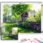 5D teemantmaaling m&auml;gimajake nelja aastaaja maastik DIY teemanttikandid kivikivist kodukaunistus Full Round 20X30CM