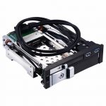 5,25-tolline sisemine kahe pesaga k&otilde;vaketta &uuml;mbris 2,5+3,5 tolli SATA HDD/SSD korpus T&ouml;&ouml;riistavaba disain must