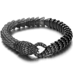 Retro 316L roostevabast terasest maokaaluga k&auml;ev&otilde;ru Valatud metallist Mannen K&auml;epael Lahedad meeste ehted s&uuml;nnip&auml;evakingitused poiss-s&otilde;brale 19cm must