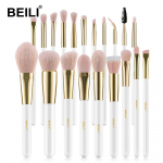 BEILI White Gold meigipintslid Professional Foundation lauv&auml;rvipuudri pintslid Kvaliteetsed roosad s&uuml;nteetilised jumestuspintslid 20pcs