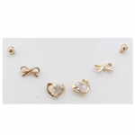 Les Tr&eacute;sors De Lily [R7524] &ndash; 3 paari kuldvalgeid  Scarlett  k&otilde;rvar&otilde;ngaid (s&uuml;dame-s&otilde;lm) - 2 kuni 7 mm valge